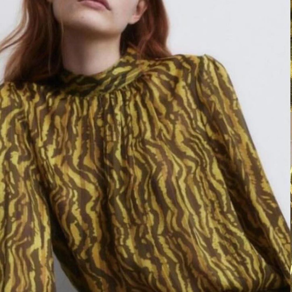 H&M Olive and Yellow Animal Print Blouse - Picture 8 of 8